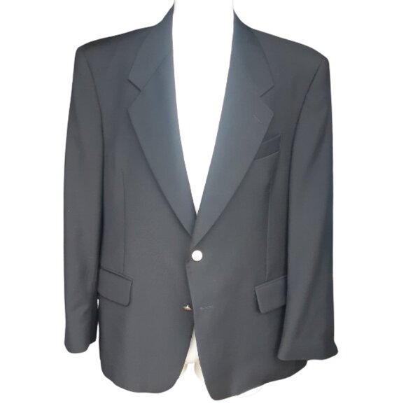 Eaton SZ 44R Black Men's 100% Wool 2 Button Sport Jacket Blazer - Picture 1 of 13